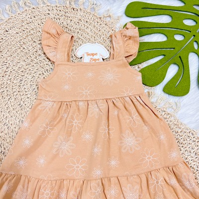 Vestido Midi com Flores - Laranja